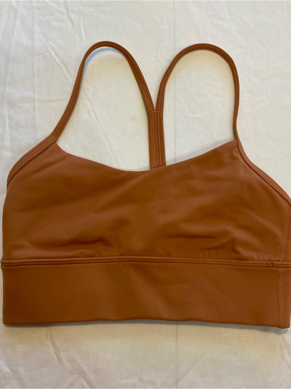 LULULEMON Flow Y nulu Longline Bra Size 4 Burnt Orange.